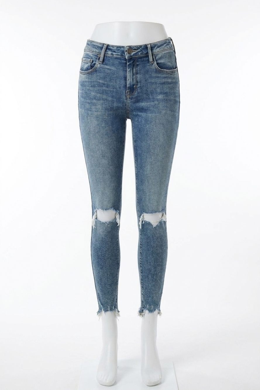 NEW HIDDEN amelia chewed hem distressed skinny jeans in dark wash